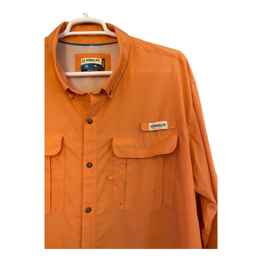 Magellan Outdoors Big Tall 3XL Vented Shirt Orange Angler Fit Fish Gear Mag Wick - Picture 2 of 14